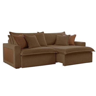 Sofá Dallas Veludo Dois Módulos De 80cm B15 Meu Sofá Online B016 Veludo Marrom