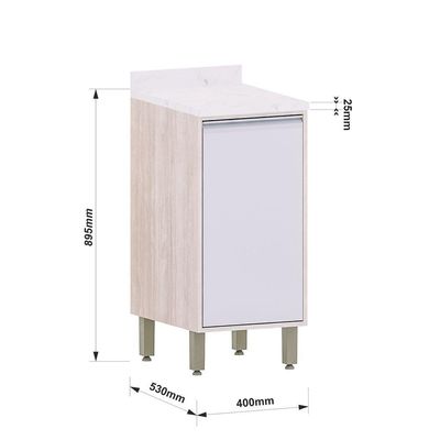 Balcão De Cozinha Com Tampo 40 Cm 1 Porta Art Luciane Móveis
