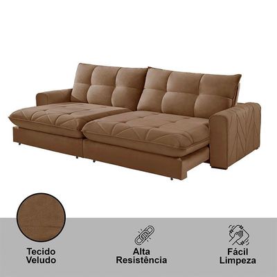 Sofá Firenze Veludo 02 Módulos De 120cm Meu Sofá Online B016 Veludo Marrom