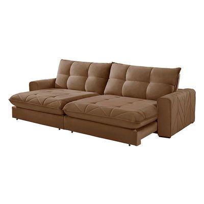 Sofá Firenze Veludo 02 Módulos De 120cm Meu Sofá Online B016 Veludo Marrom