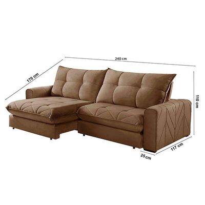 Sofá Firenze Veludo 02 Módulos De 120cm Meu Sofá Online B016 Veludo Marrom