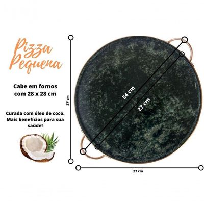 Forma De Pedra Sabão Para Pizza 27 Cm Alças De Cobre Curada