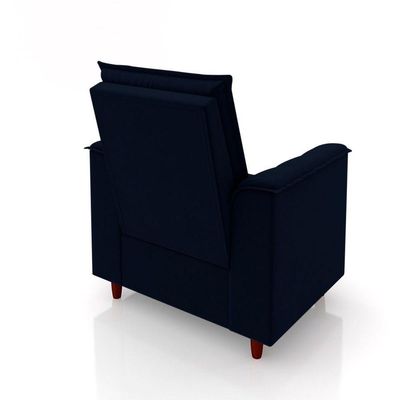 Poltrona Amamentação Confortável Com Puff Lia Suede azul Marinho