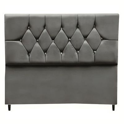Cabeceira Estofada Cama Box Solteiro 90 Cm Suede Dubai Cinza