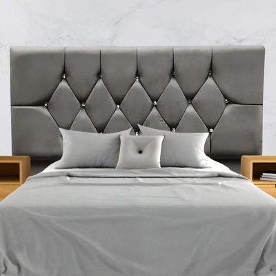 Cabeceira Estofada Cama Box Solteiro 90 Cm Suede Dubai Cinza