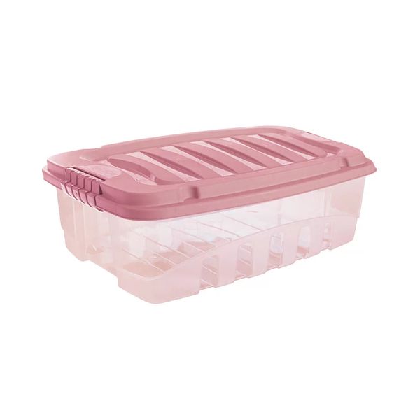 Caixa Organizadora Plasútil Gran Box Baixa em Plástico Rosa 9,3L