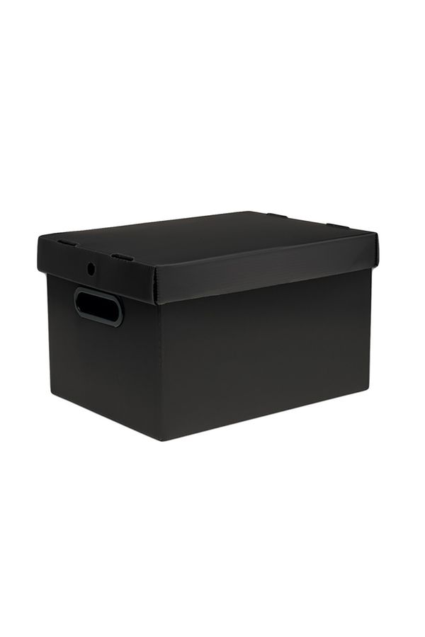 Caixa Organizadora Polycart Plástico Prontobox Corrugado Preta 360x265x230mm
