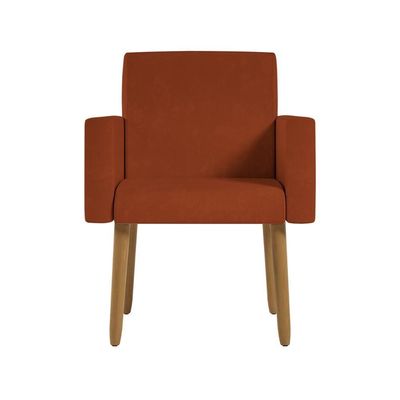 Kit 2 Poltronas Cadeira Recepção Nina Com Puff Balaqui Decor Terracota