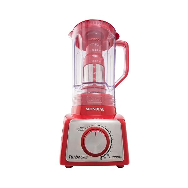 Liquidificador Turbo Mondial 220V 1000W Vermelho/Inox - L-1000 RI Liquidificador Turbo Mondial 220V 1000W Vermelho/Inox - L-1000 RI