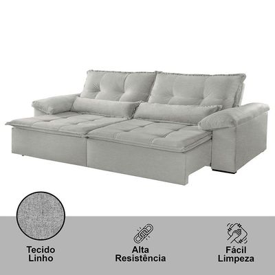 Sofá Parma Linho 02 Módulos De 100m B25cm Meu Sofá Online A230 Linho Cinza