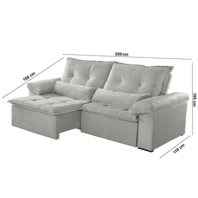 Sofá Parma Linho 02 Módulos De 100m B25cm Meu Sofá Online A230 Linho Cinza