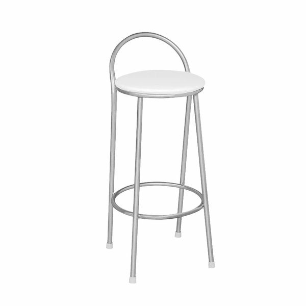 Banco com Encosto Metalnew Aço com Assento Branco 67cm Banco com Encosto Metalnew Aço com Assento Branco 67cm