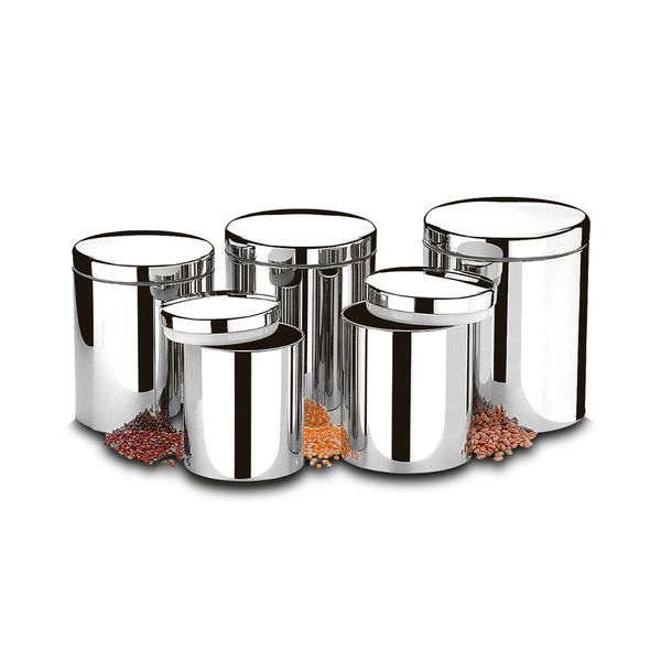 Conjunto de Potes para Mantimentos Inox Brinox Suprema com Tampa com 5 Peças