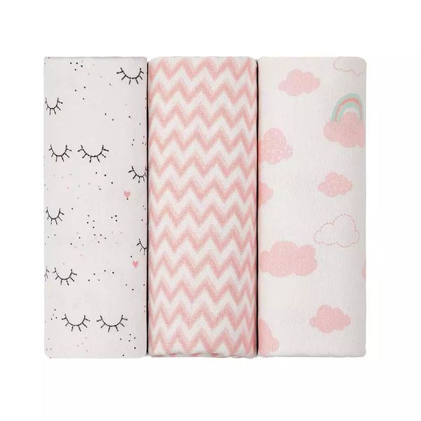 Cueiro Papi Cílios 100% Algodão Flanelado 80x80cm com Três Peças