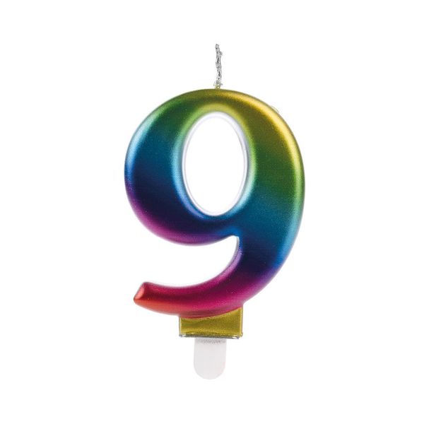 Vela de Aniversário Wave Silver Colorida Número 9 Vela de Aniversário Wave Silver Colorida Número 9