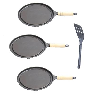 Kit 3 Bifeteiras Antiaderente Redonda Lisa 22cm com Espátula