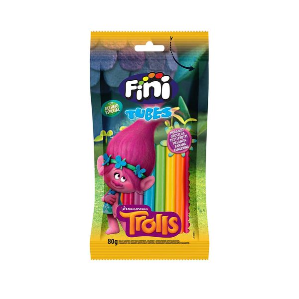 Bala Gelatina Tubinho Trolls Fini 80g