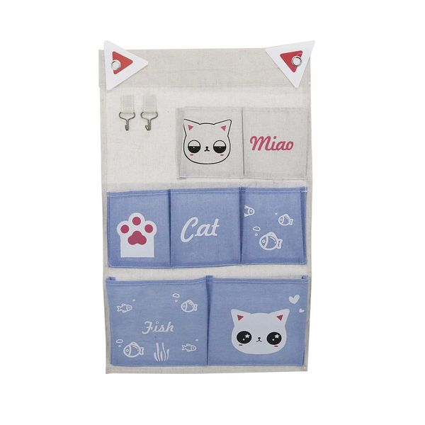 Organizador de Parede Le Tecido Pets Candy com 7 Bolsos Azul 54x34cm Organizador de Parede Le Tecido Pets Candy com 7 Bolsos Azul 54x34cm