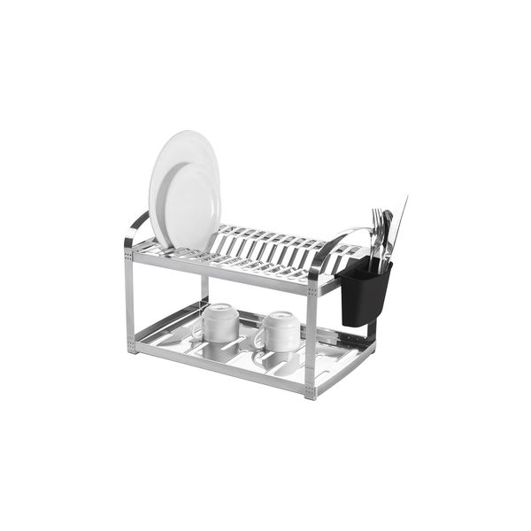 Escorredor de Pratos Brinox em Inox com Porta-Talheres Prata