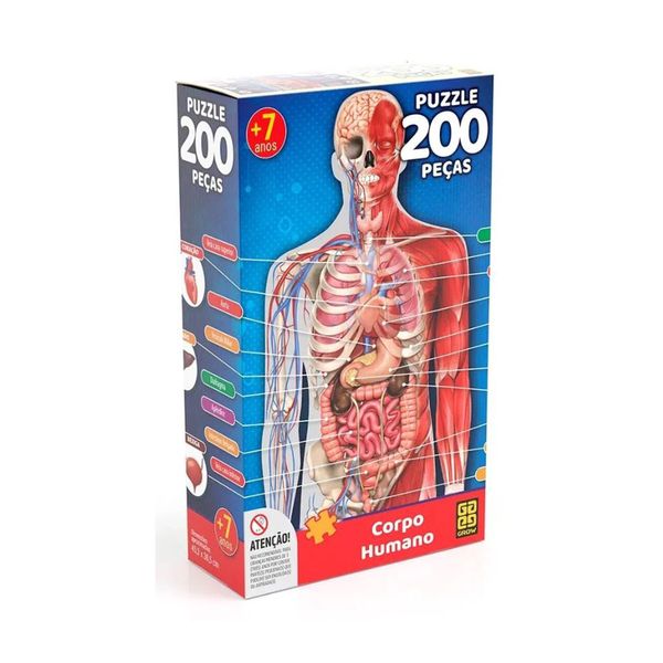 Quebra-Cabeça Grow Corpo Humano com 200 Peças