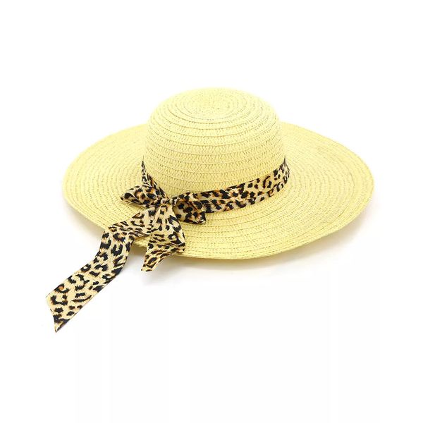 Chapéu Le Beauty Aba Grande Palha Clara Fita Animal Print Chapéu Le Beauty Aba Grande Palha Clara Fita Animal Print
