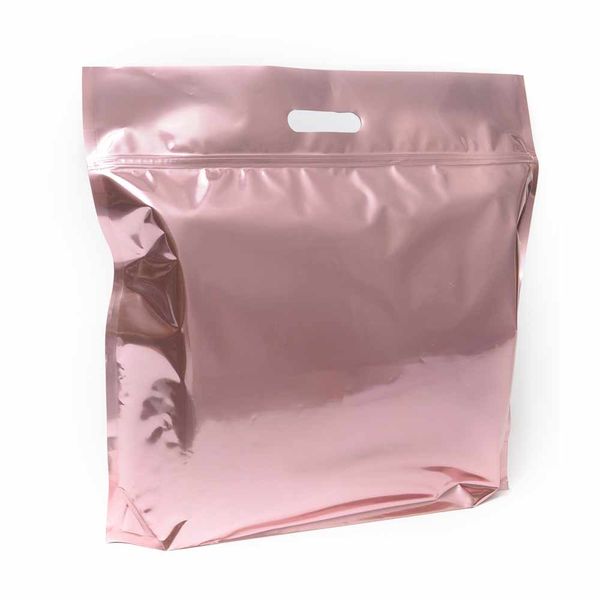 Sacola Laminada Cromus com Zíper Rosé 32x40x5cm