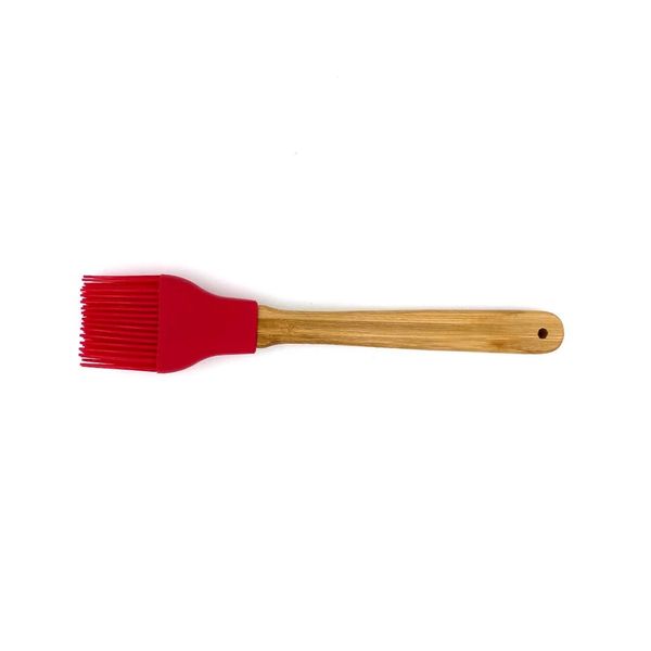 Pincel para Cozinha Le Bamboo em Silicone Vermelho e Cabo de Madeira