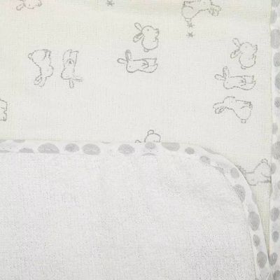 Toalha Felpuda Papi com Capuz Família Coelho com Forro de Fralda 70x90cm