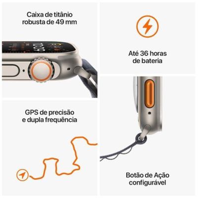 Apple Watch Ultra 2 (GPS + Cellular) 49 mm Caixa de Titânio com Pulseira Oceano Azul
