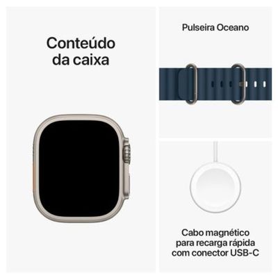 Apple Watch Ultra 2 (GPS + Cellular) 49 mm Caixa de Titânio com Pulseira Oceano Azul