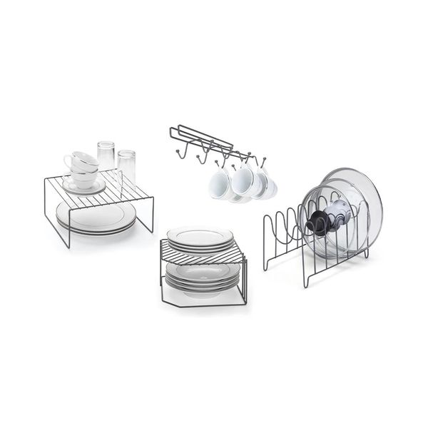 Kit Organização de Cozinha Arthi Krysp com 4 Peças Aço Cinza