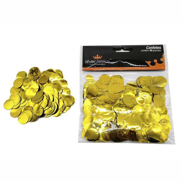 Confete Silver Redondo Dourado 40g