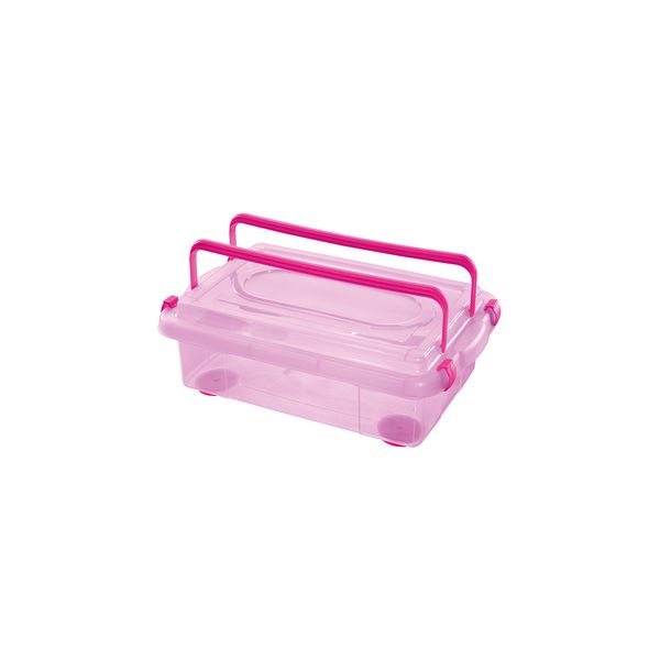 Caixa Organizadora Sanremo Top Stock em Plástico Rosa com Trava Infantil 8,6l