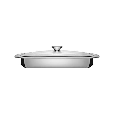 Assadeira Tramontina Cosmos Retangular 61315394 Inox Com Tampa De Vidro Inox 61315394