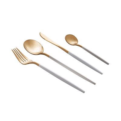 Faqueiro Kyoto Wolff em Inox Dourado com Cabo Branco 24 Peças