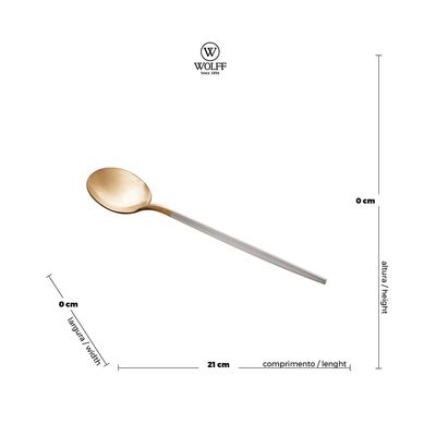 Faqueiro Kyoto Wolff em Inox Dourado com Cabo Branco 24 Peças
