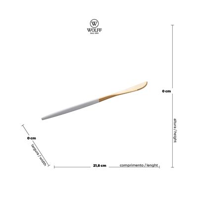 Faqueiro Kyoto Wolff em Inox Dourado com Cabo Branco 24 Peças