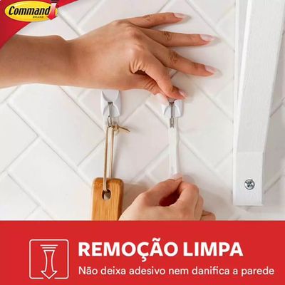 Gancho 3M Adesivo Command Utensil Hook com 3 Até 225g Branco