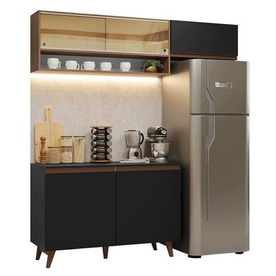 Armário De Cozinha Compacta 190cm Reims Madesa Preto/Rustic
