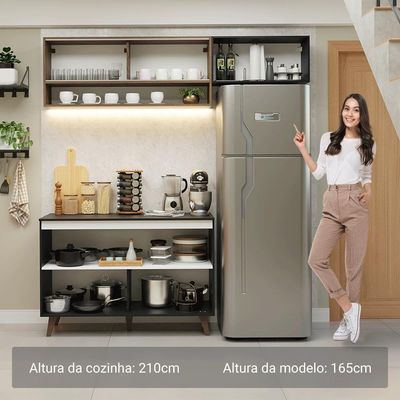 Armário De Cozinha Compacta 190cm Reims Madesa Preto/Rustic