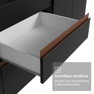Armário De Cozinha Compacta 190cm Reims Madesa Preto/Rustic