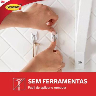 Gancho 3M Adesivo Command Utensil Hook com 3 Até 225g Branco