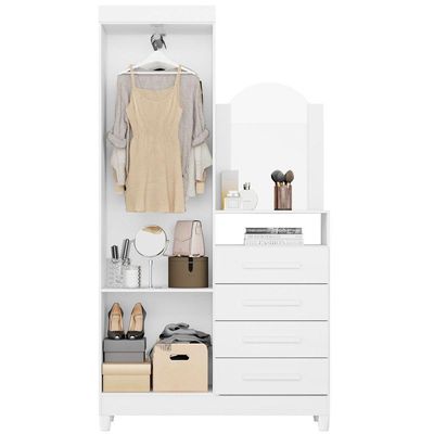Guarda-roupa Solteiro Com Cômoda Capri 2 Portas Branco