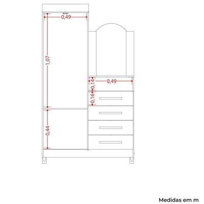 Guarda-roupa Solteiro Com Cômoda Capri 2 Portas Branco
