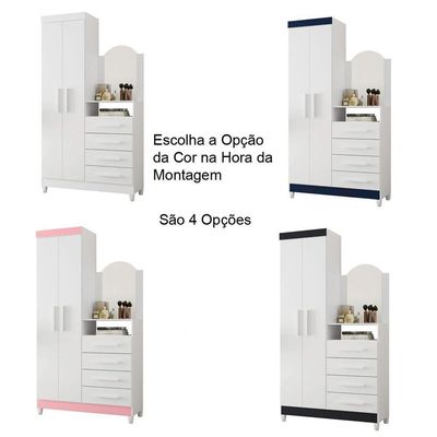 Guarda-roupa Solteiro Com Cômoda Capri 2 Portas Branco