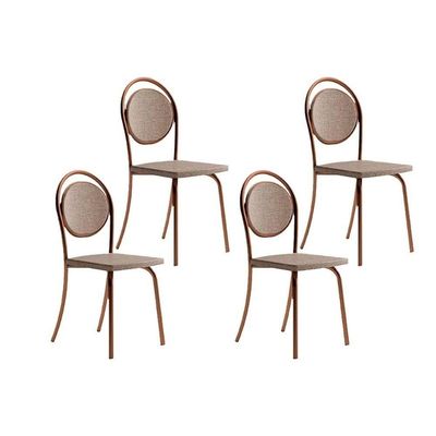Kit 4 Cadeiras Sala Jantar 1738 4 Uni Rose Linho Areia Courano Caramelo Carraro