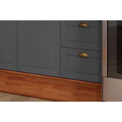 Kit Cozinha Modulada 9 Peças Bella 3 Aéreos + 3 Balcões + 1 Torre Quente+1ilha + 1 Complemento C9p199 Nogal Cinza-carraro