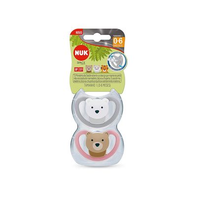 Kit com 2 Chupetas Nuk Space Sil Girl S1