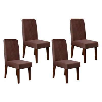 Cadeira De Cozinha Lia Kit 4 Un Freijó Suede Moca