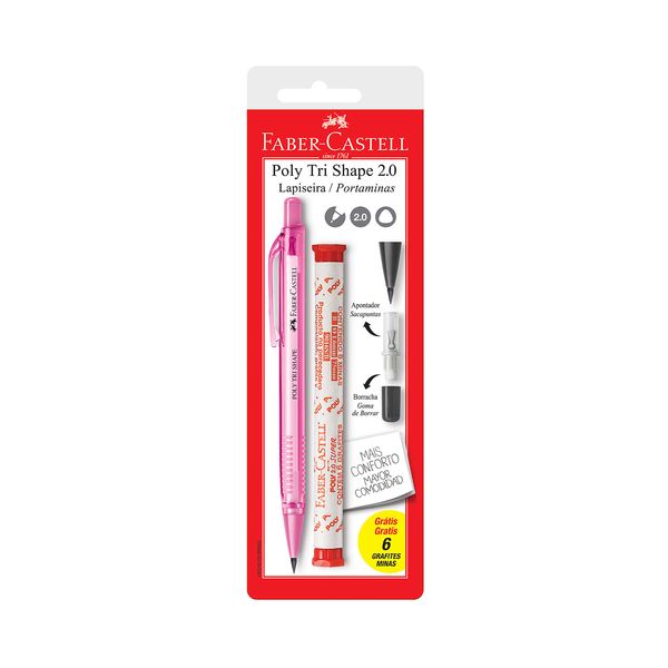 Lapiseira Faber-Castell Tri Shape 2.0 Rosa com Mina Refil 2.0mm